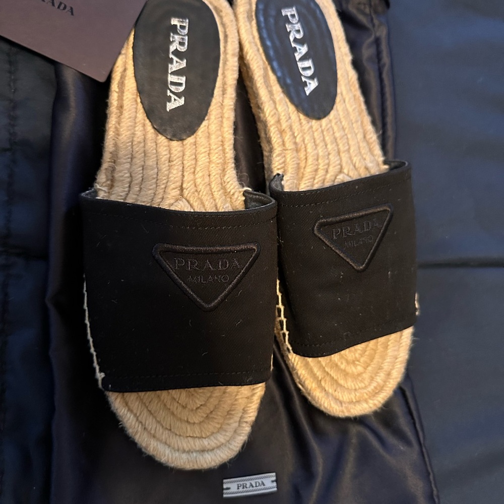 Prada Black Espadrille Slides - Picture 3 of 4